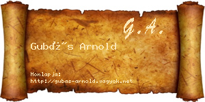 Gubás Arnold névjegykártya